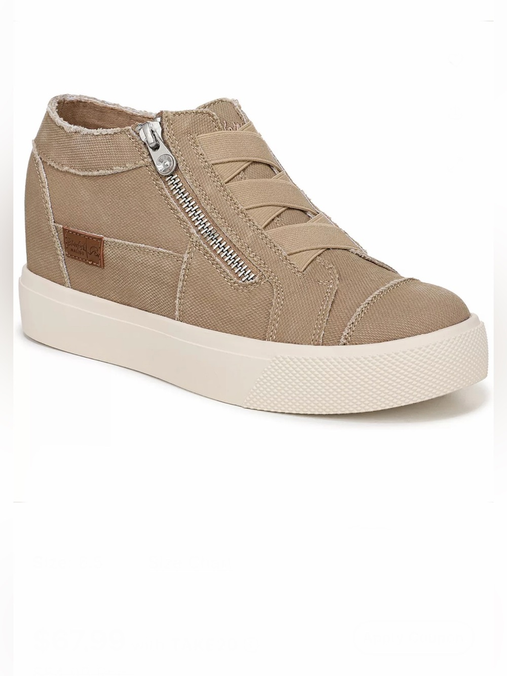 Blowfish Malibu Zayla Women's Zip Sneakers Casual Canvas Slip-On Sneaker in Tan